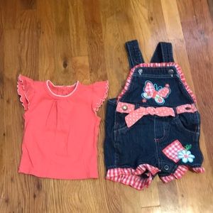 Two piece 12 months overall set.